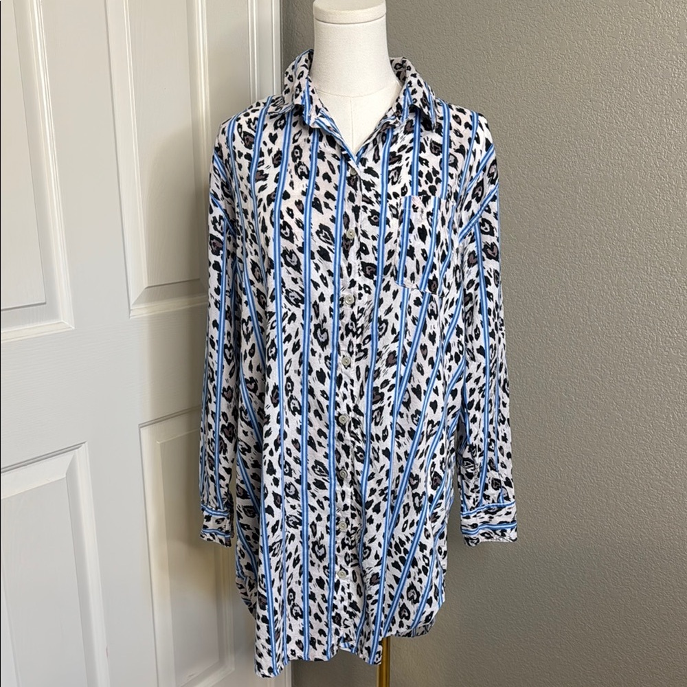 Victoria's Secret Blue and Black Animal Print Sleep Shirt